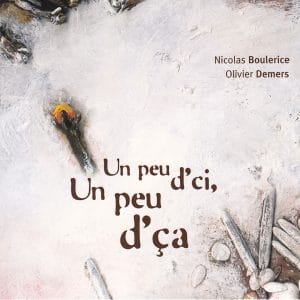 La couverture de Nicolas Boulerice & Olivier Demers - Un peu d'ci, un peu d'ça met en vedette l'artiste de musique traditionnelle québécoise Nicolas Boulerice dans un espace parallèle.