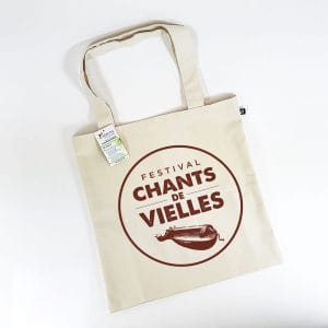 Eco-Friendly Natural Cotton Bag with Chants de Vielles design.