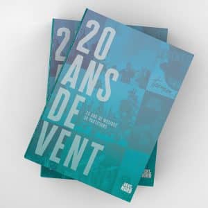 A book titled "20 ans de Vent - Le Vent du Nord" featuring the scores of Le Vent du Nord.